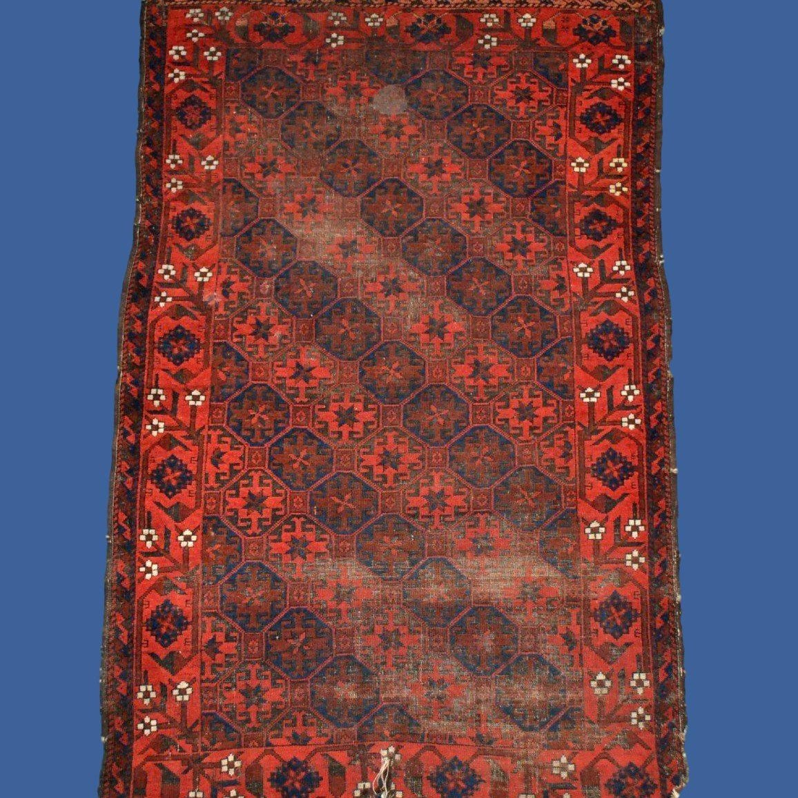 Old Merkan Rug, 105 Cm X 167 Cm, In Wool On Hand-knotted Wool In Central Asia Around 1850