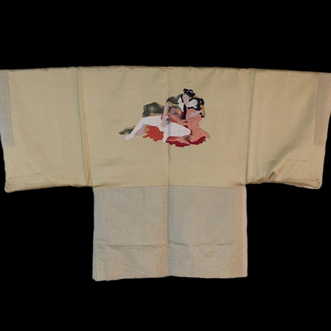 "very Very Erotic", Silk On Silk Kimono Jacket, Haori 羽織, Shunga 春画, Japan, 1950, Showa Era-photo-4