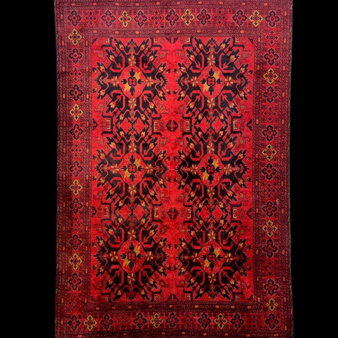 Tapis Turkmène, Asie centrale, 198 cm x 298 cm, laine nouée main au Turkménistan 1970, parfait-photo-7