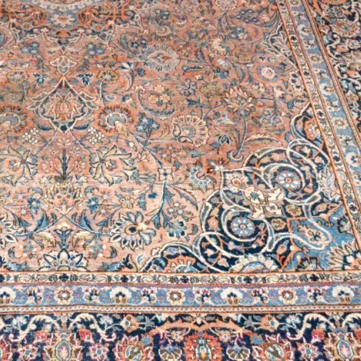 Old Kashan Rug, 298 Cm X 414 Cm, Hand-knotted Wool In Persia, Iran Under The Kadjar Dynasty-photo-3