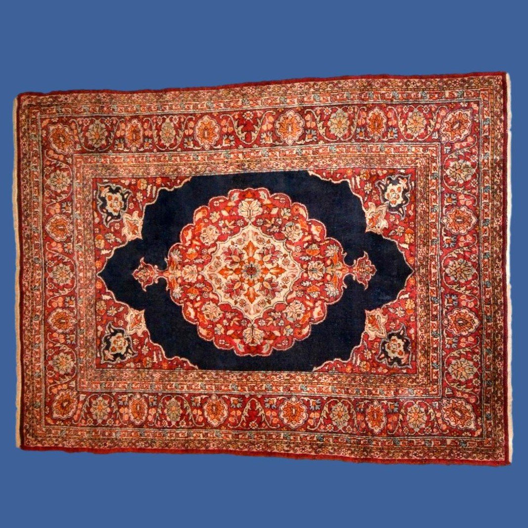 Old Sarouk Ferahan, 140 X 190 Cm, Hand-knotted Kork Wool, Persia, Arak Region, Kadjar, 19th Century-photo-1