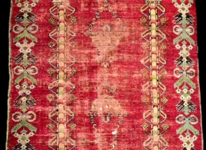 Tapis Kirsehir-Medjidi, 102 x 158 cm, Art Ottoman, laine sur laine nouées main, milieu  XIXème-photo-1