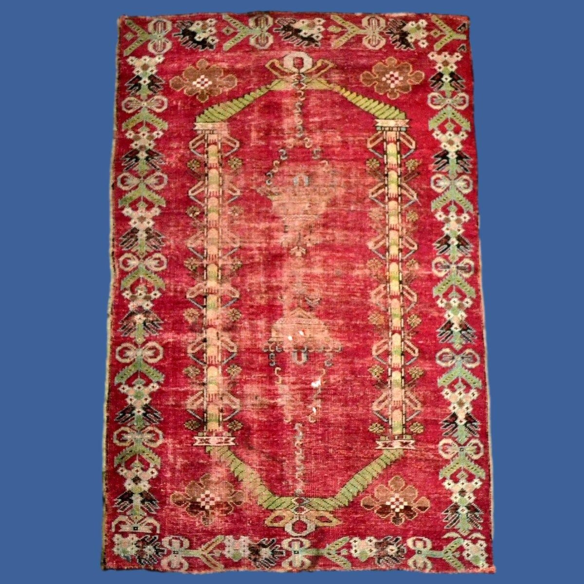 Kirsehir-medjidi Rug, 102 X 158 Cm, Ottoman Art, Hand-knotted Wool On Wool, Mid-19th Century-photo-7