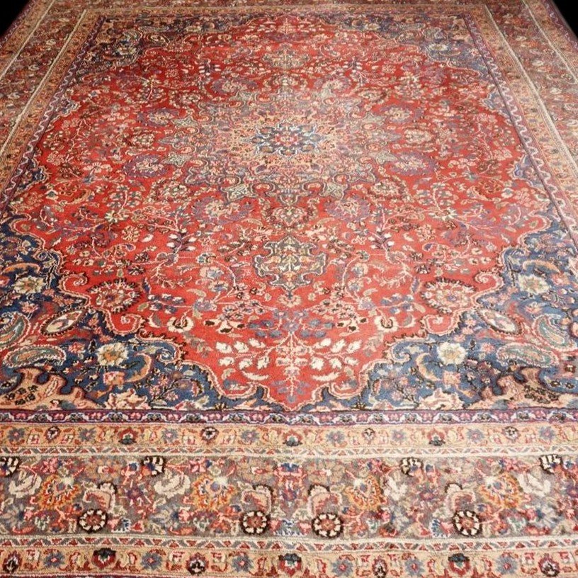 Tapis Macchad, 281 cm x 385 cm, laine nouée main en Iran vers 1970-1980, très bel état d'usage-photo-8