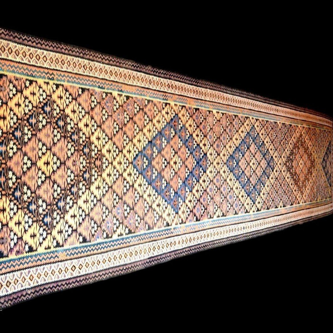 Kilim Senneh, 118 cm x 460 cm, laine tissée main en Iran, très bon état, grande taille -photo-2