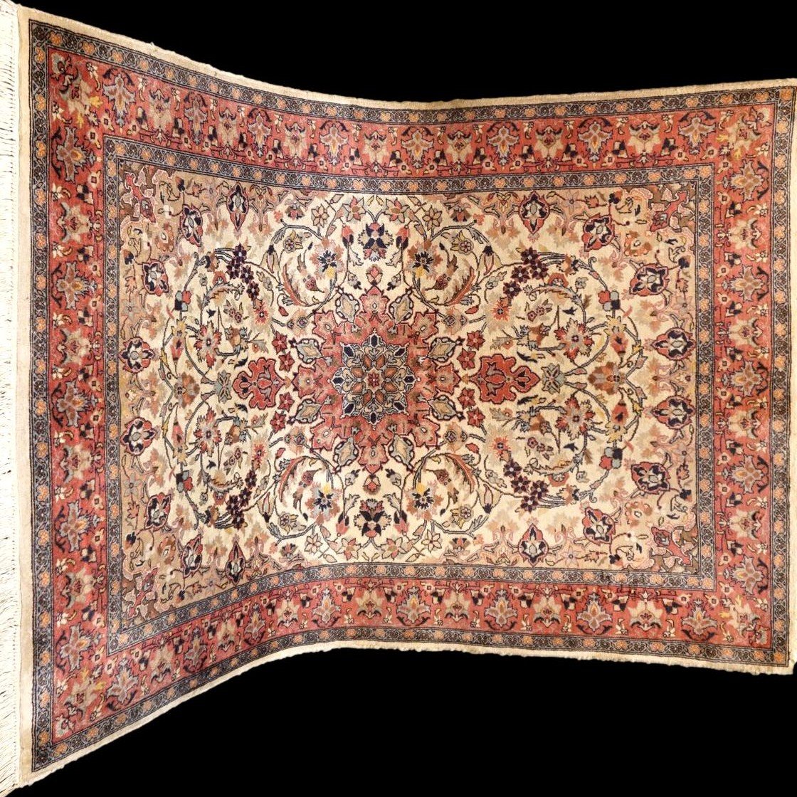 Rug  Gohm Indo-persian, 128 Cm X 195 Cm, Hand-knotted Wool Circa 1980, Very Good Used Condition-photo-2