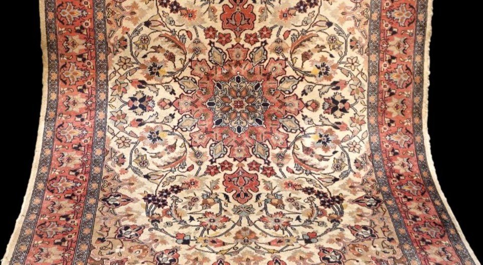 Rug  Gohm Indo-persian, 128 Cm X 195 Cm, Hand-knotted Wool Circa 1980, Very Good Used Condition-photo-2