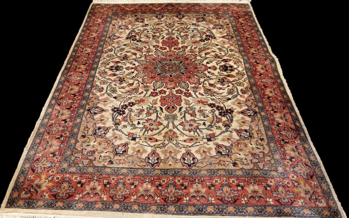 Rug  Gohm Indo-persian, 128 Cm X 195 Cm, Hand-knotted Wool Circa 1980, Very Good Used Condition-photo-7