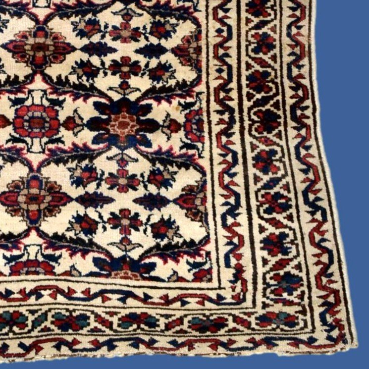 Tapis Veramin ancien, 156 cm x 242 cm, laine nouée main en Perse, Iran, Kadjar, XIXème Siècle-photo-4