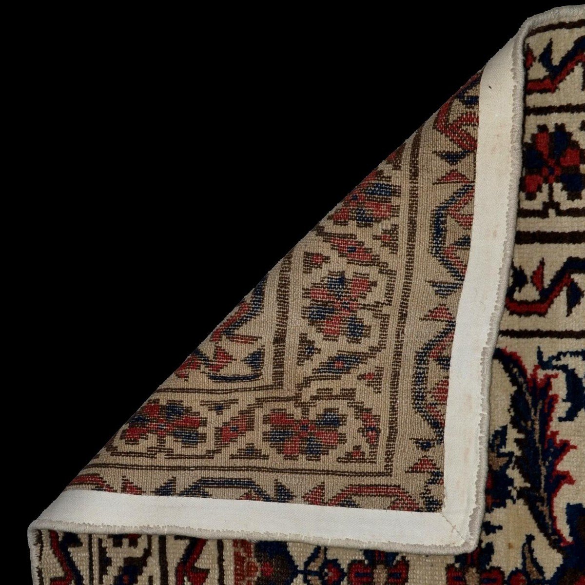 Tapis Veramin ancien, 156 cm x 242 cm, laine nouée main en Perse, Iran, Kadjar, XIXème Siècle-photo-7