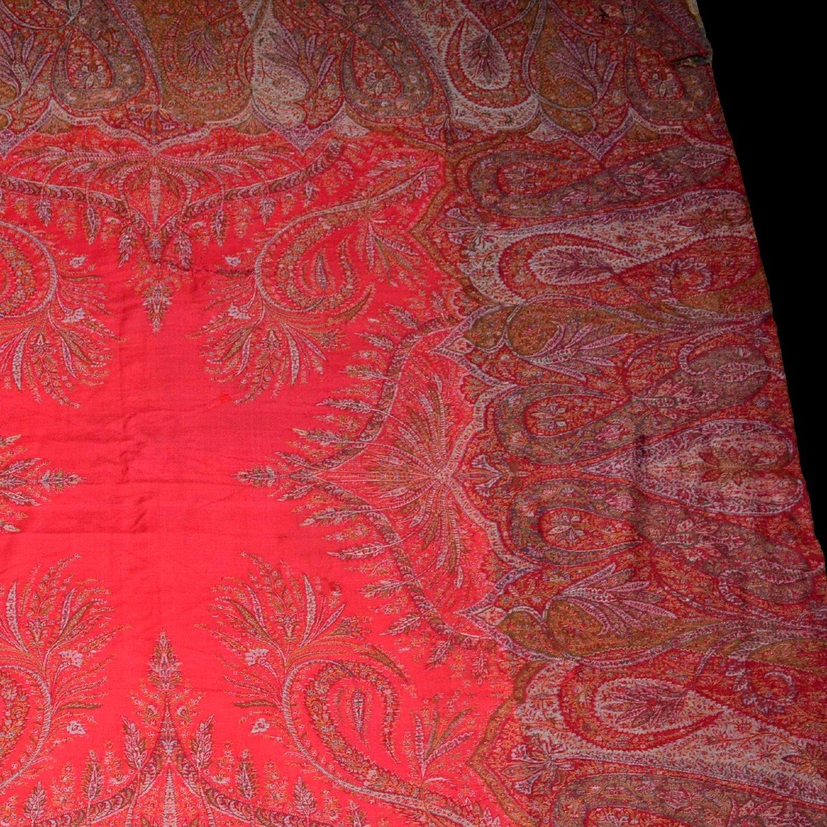 French Cashmere, 145 Cm X 155 Cm, Wool Woven Circa 1860-1880, Paris Or Lyon, France-photo-4