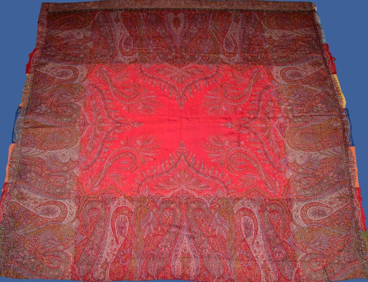 French Cashmere, 145 Cm X 155 Cm, Wool Woven Circa 1860-1880, Paris Or Lyon, France-photo-8