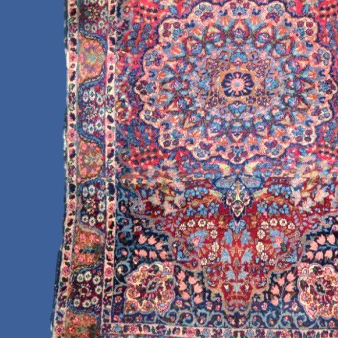 Floral Kirman Rug, 118 X 202 Cm, Hand-knotted Wool In Persia, Iran, Kadjar Dynasty, 19th Century-photo-2