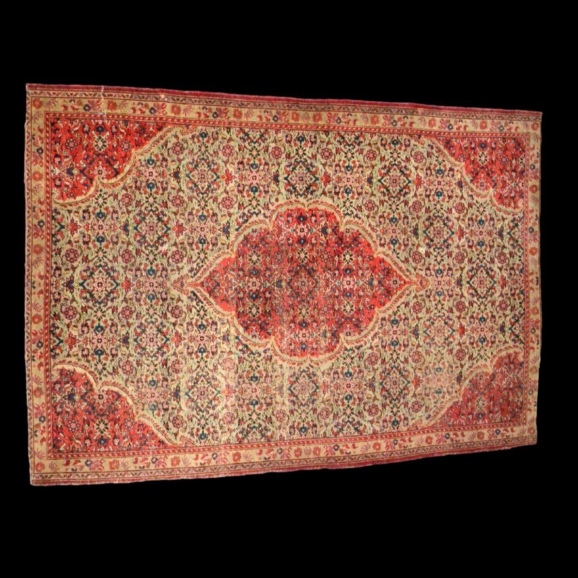 Antique Khorassan Kain Carpet, 116 X 168 Cm, Hand-knotted Wool, Persia, Iran, Late 18th, Early 19th Century-photo-2