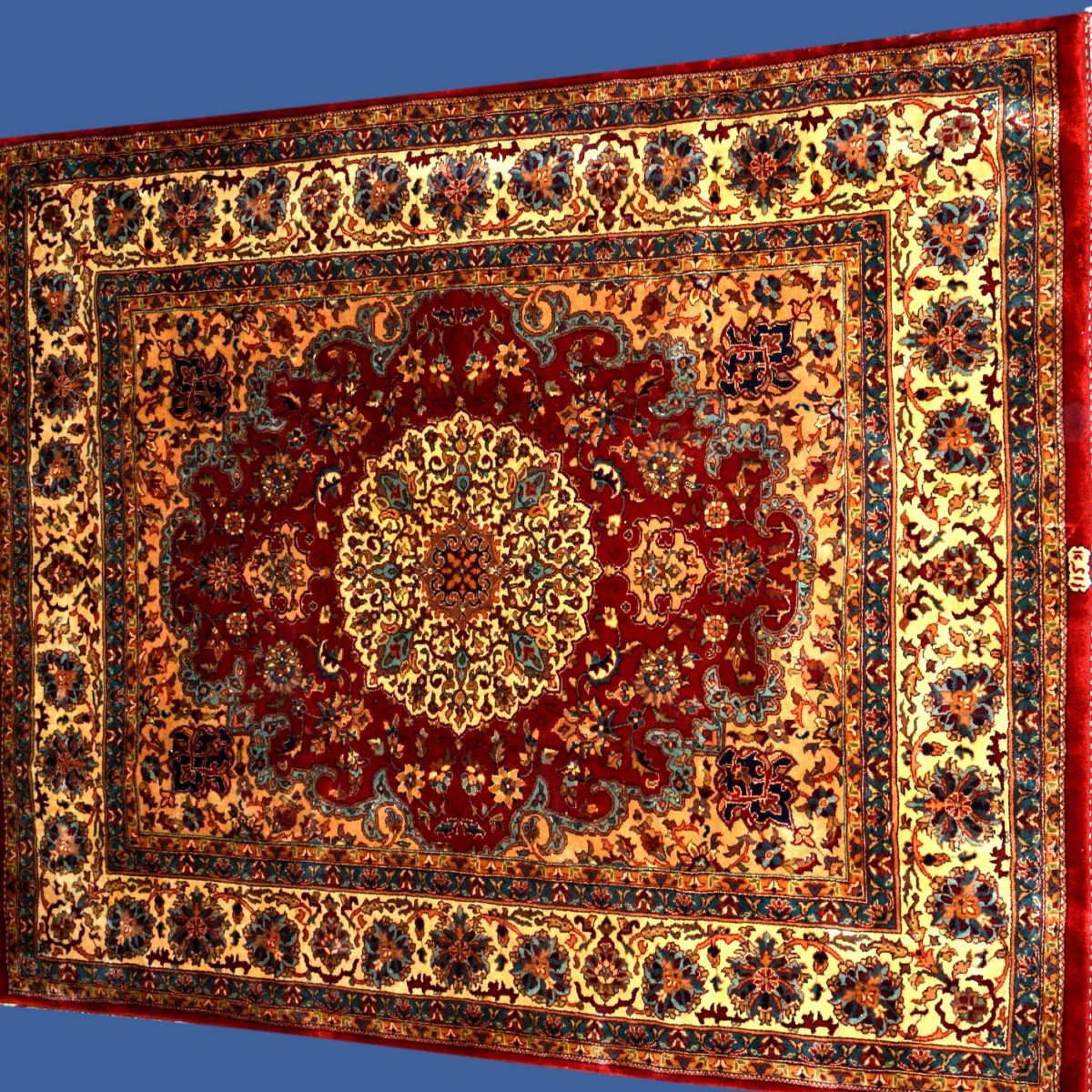 Signed Tabriz Rug, 200 X 250 Cm, Hand-knotted Kork Wool In Iran Circa 1970-1980 In Very Good Condition-photo-3