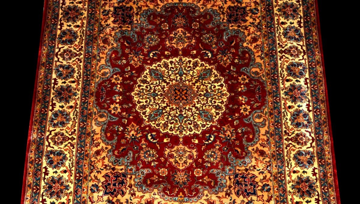 Signed Tabriz Rug, 200 X 250 Cm, Hand-knotted Kork Wool In Iran Circa 1970-1980 In Very Good Condition-photo-4