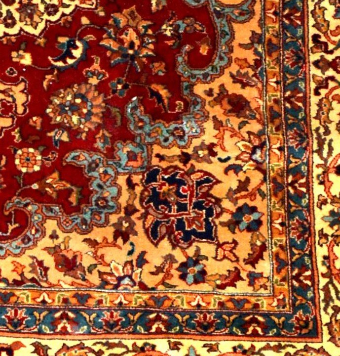 Signed Tabriz Rug, 200 X 250 Cm, Hand-knotted Kork Wool In Iran Circa 1970-1980 In Very Good Condition-photo-5