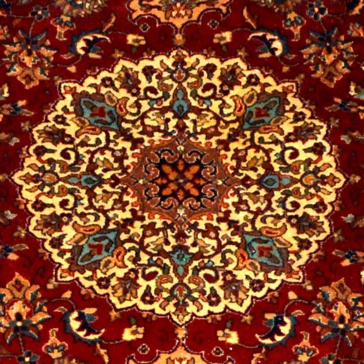 Signed Tabriz Rug, 200 X 250 Cm, Hand-knotted Kork Wool In Iran Circa 1970-1980 In Very Good Condition-photo-6