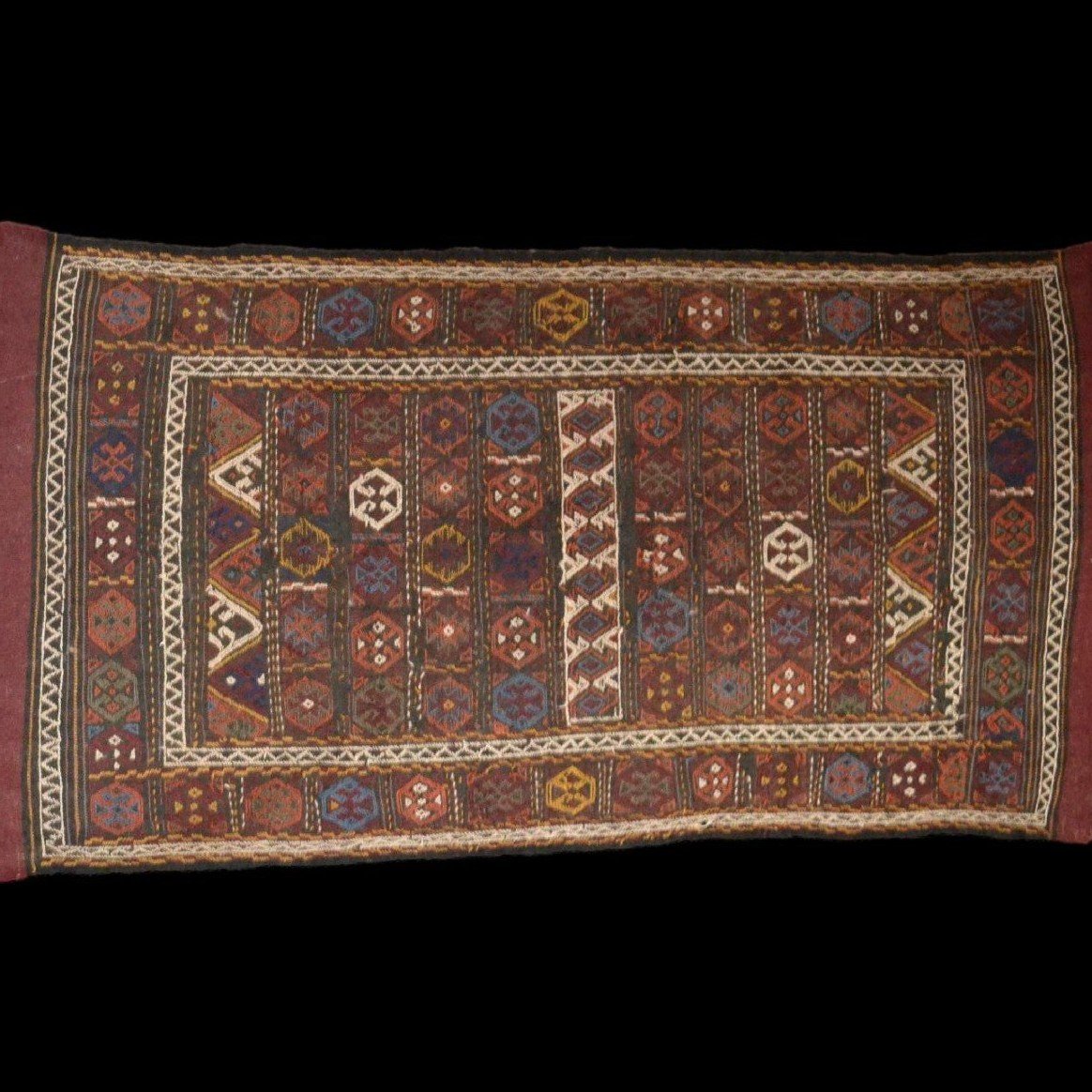 Kurdish Carpet, Mid-20th Century, 94 Cm X 192 Cm, Hand-knotted Wool In The Soumak Style Around 1950, Kurdistan-photo-2