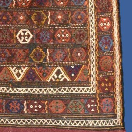 Kurdish Carpet, Mid-20th Century, 94 Cm X 192 Cm, Hand-knotted Wool In The Soumak Style Around 1950, Kurdistan-photo-3