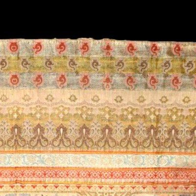 Antique Fabric, Silk On Silk, 69 Cm X 127 Cm, Calligraphy, 19th Century Middle East-photo-2