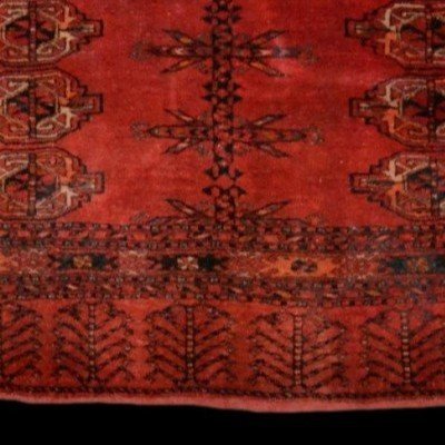 Carpet, Complete Turkmen Chouval, 143 X 185 Cm, Hand-knotted Wool On Wool & Linen, 19th Century -photo-2