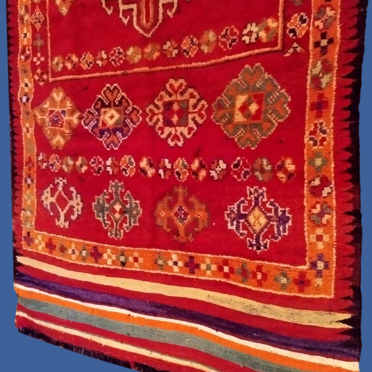 Tapis Oulad Bousbaa De Chennana, 148 cm x 393 cm, laine sur laine nouée main, Maroc avant 1950-photo-4