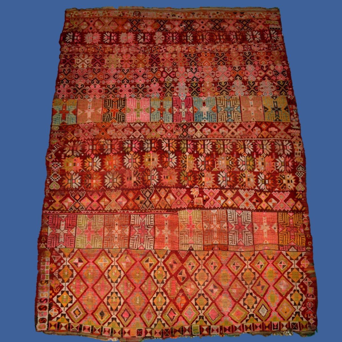 Tapis Oulad Bousbaa De Chennana, 148 cm x 393 cm, laine sur laine nouée main, Maroc avant 1950-photo-8