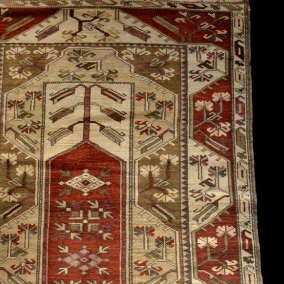 Milas Rug, 124 X 226 Cm, Wool On Wool Hand Knotted Circa 1970-1980 In Türkiye, Perfect Condition-photo-4