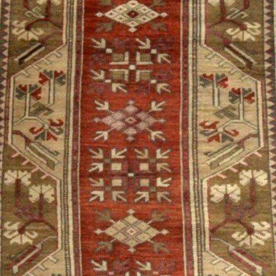 Tapis Milas, 124 x 226 cm, laine sur laine nouées main vers 1970-1980 en Turquie, parfait état-photo-5