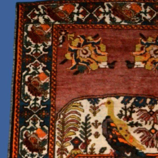 Antique Afshar Carpet With Peacock, 132 X 198 Cm, Hand-knotted Wool In Iran, First Part Of The 20th Century-photo-1