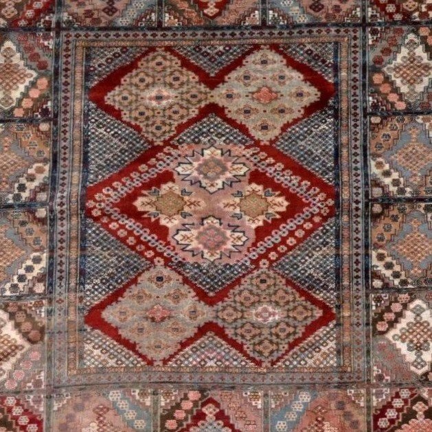 Tapis Kaboul de mariage, 119 cm x 162 cm, soie sur soie nouées main vers 1950 en Afghanistan-photo-2