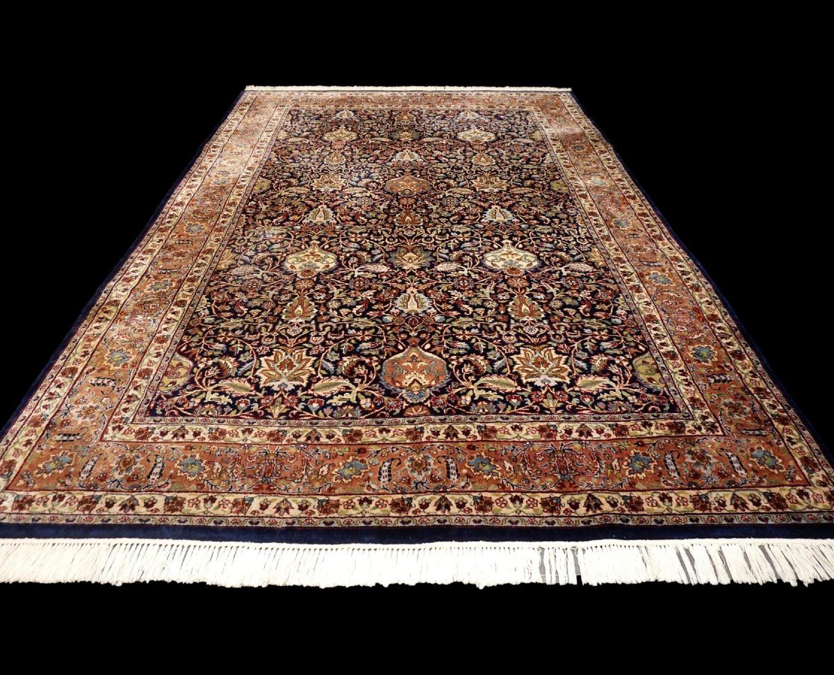 Indo-persian Tabriz Rug, 200 Cm X 295 Cm, Hand-knotted Wool Circa 1960-1970, In Perfect Condition-photo-5