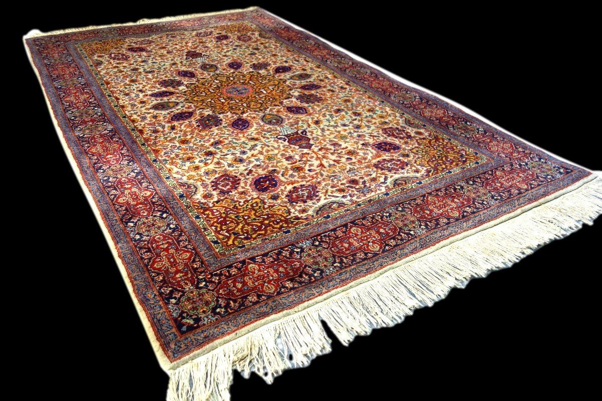 Indo-persian Tabriz Rug, 140 Cm X 230 Cm, Hand-knotted Wool Circa 1980, In Perfect Condition-photo-3