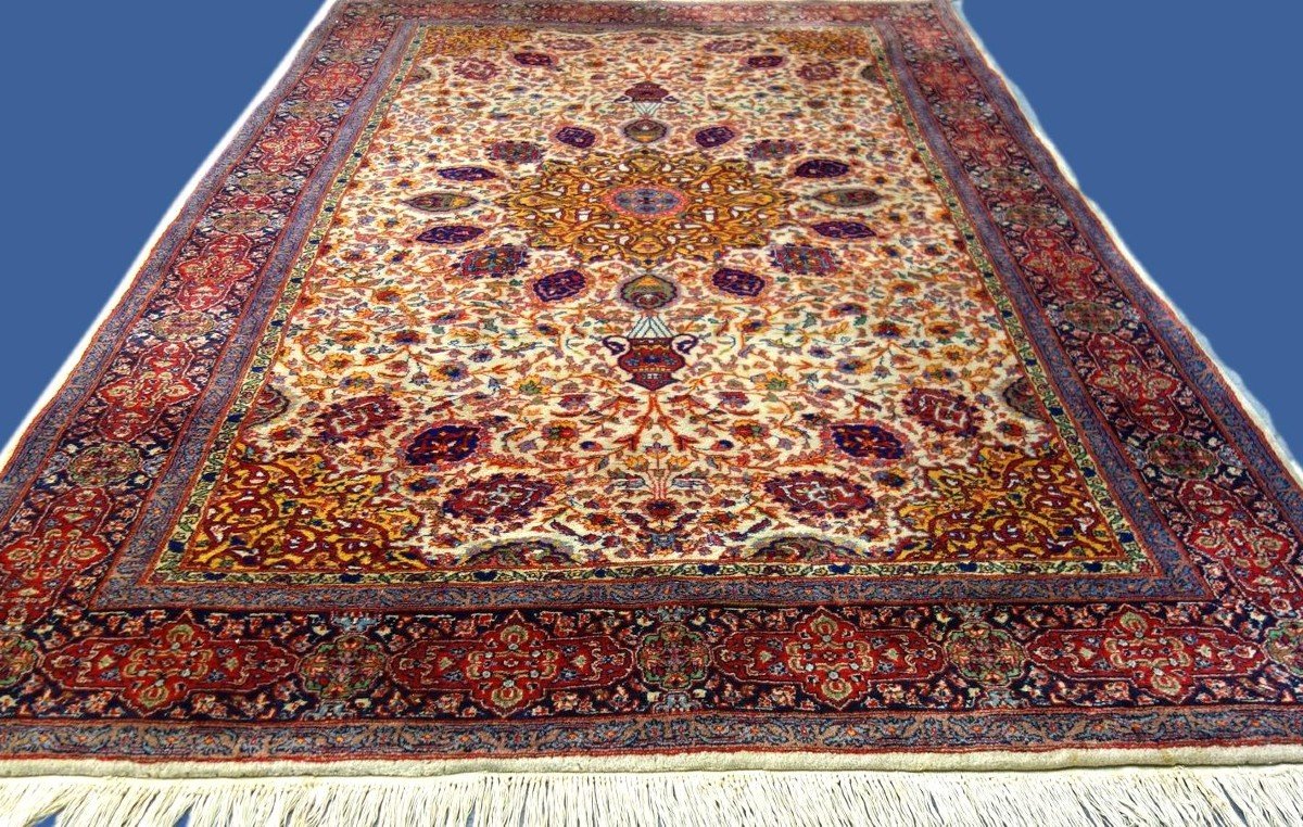 Indo-persian Tabriz Rug, 140 Cm X 230 Cm, Hand-knotted Wool Circa 1980, In Perfect Condition-photo-4