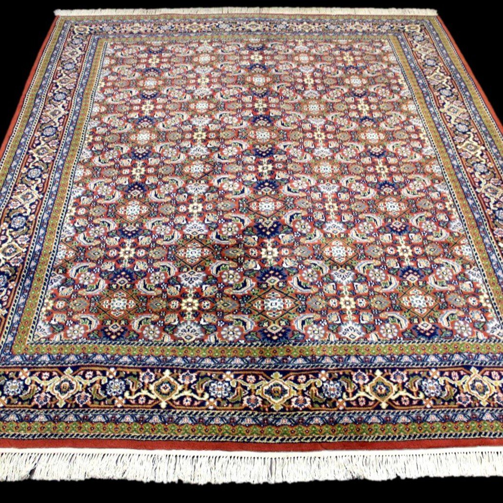 Indo-persian Tabriz Rug, 140 Cm X 230 Cm, Hand-knotted Wool Circa 1980, In Perfect Condition-photo-8