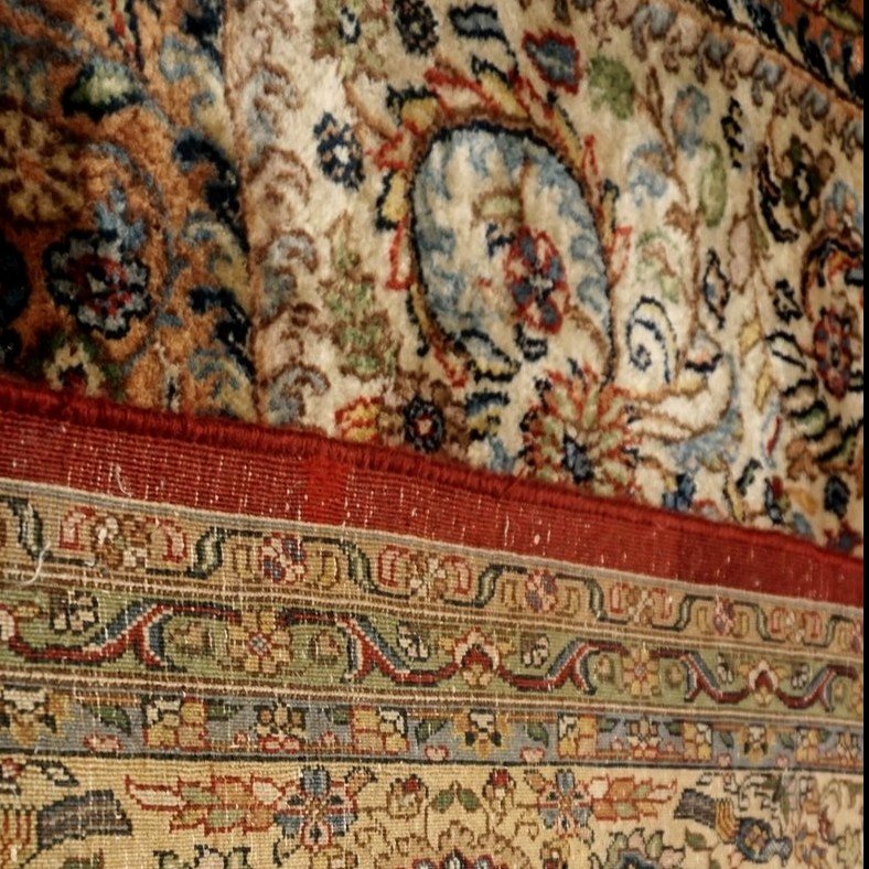 Indo-persian Tabriz, 232 Cm X 345 Cm, Hand-knotted Wool, Silk Added For Shine Circa 1980-photo-7