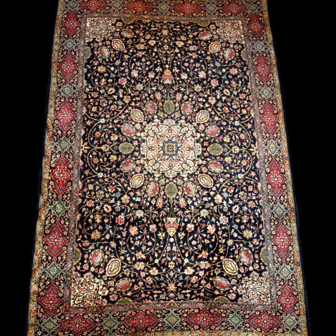 Tabriz Rug, 202 Cm X 320 Cm, Ardebil Decor, Hand-knotted Wool Circa 1980 In Perfect Condition-photo-7