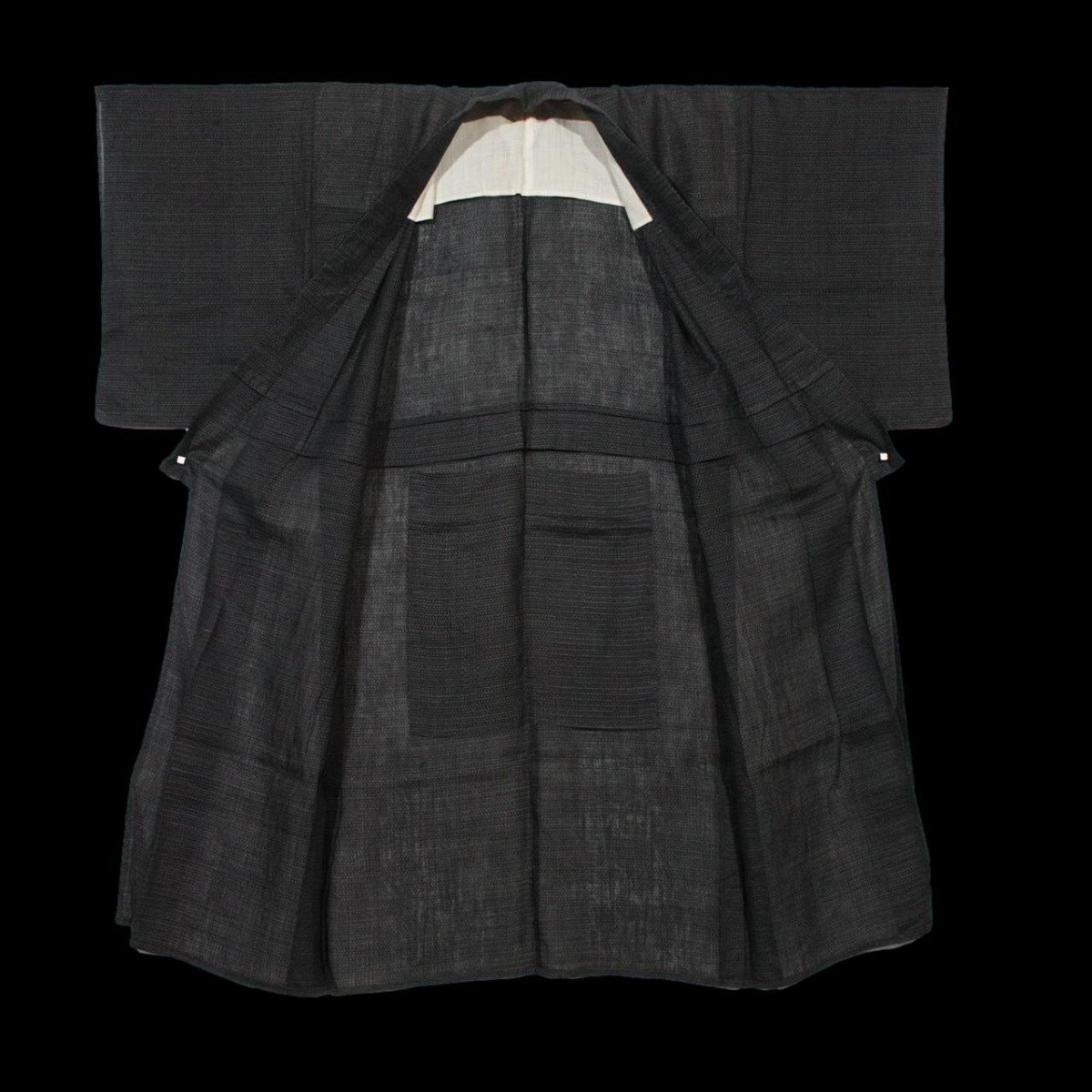 Men's Hemp Kimono, From Japan, Ikat, Showa Period Circa 1950 - 1960-photo-2