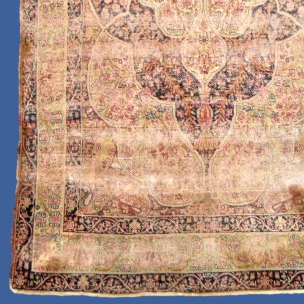 Antique Kirman Raver Rug, 130 X 207 Cm, Wool & Silk, Qajar Dynasty Circa 1880, Iran, Persia-photo-2