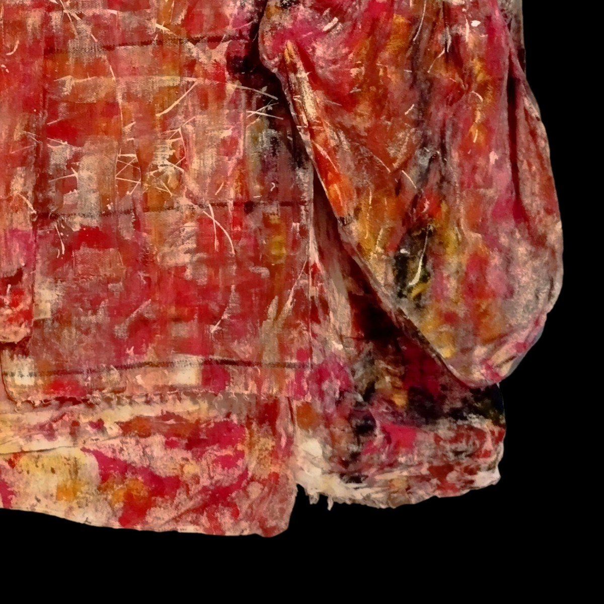 Erwin Steinbach (1964) Painted Raw Linen / Art Brut Chiffon II - 120 Cm X 143 Cm-photo-4