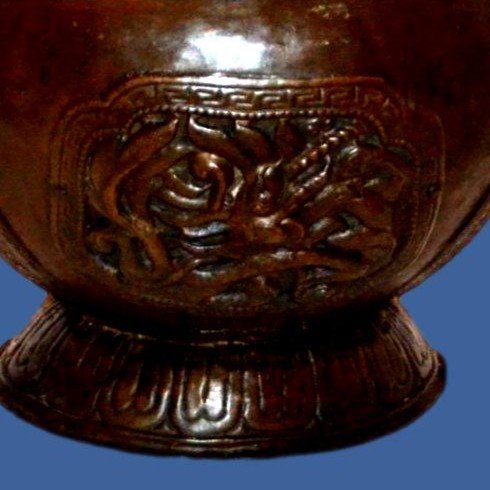 Ritual Dragon Ewer, Ht 34 Cm, Tibet, Repoussé Copper, Beautiful State Of Preservation, 19th Century-photo-3