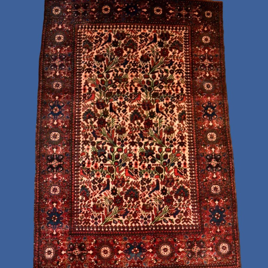 Tapis Sarough, 130 cm x 194 cm, laine kork nouée main en Iran, milieu XXème en très bon état