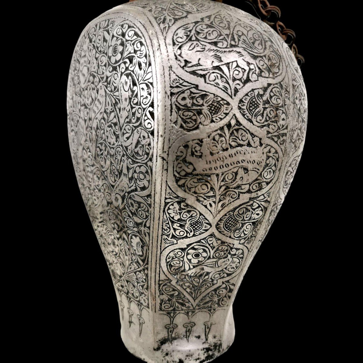 Sernij, Rare Tinned Copper Wedding Milk Jug, Iran, Tabriz Region, 19th Century-photo-4