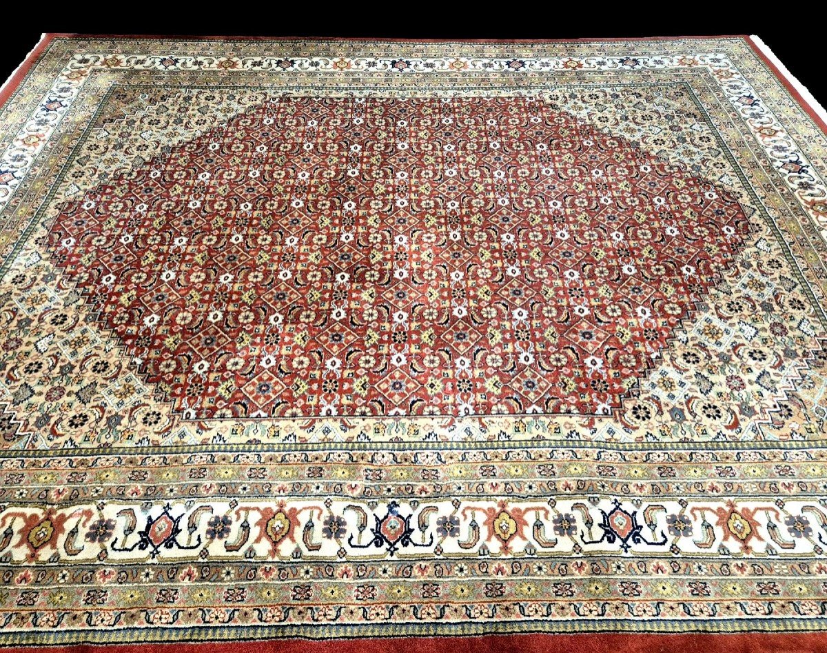 Tapis Moud Mahi, 250 x 300 cm, famille des Tabriz, laine nouée main vers 1980, en très bon état-photo-3