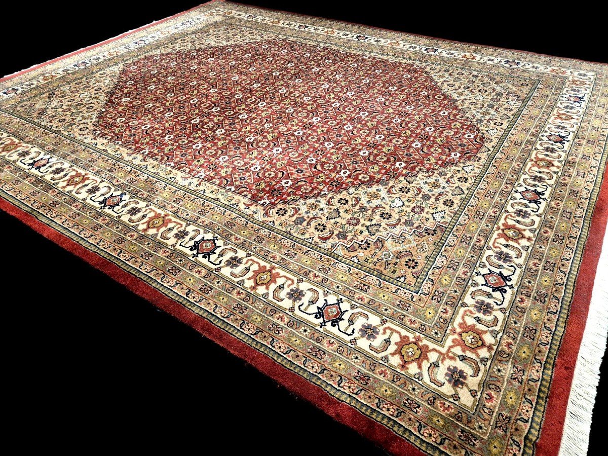 Tapis Moud Mahi, 250 x 300 cm, famille des Tabriz, laine nouée main vers 1980, en très bon état-photo-3