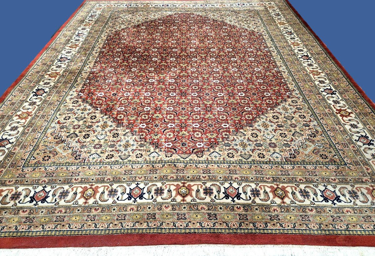 Tapis Moud Mahi, 250 x 300 cm, famille des Tabriz, laine nouée main vers 1980, en très bon état-photo-8