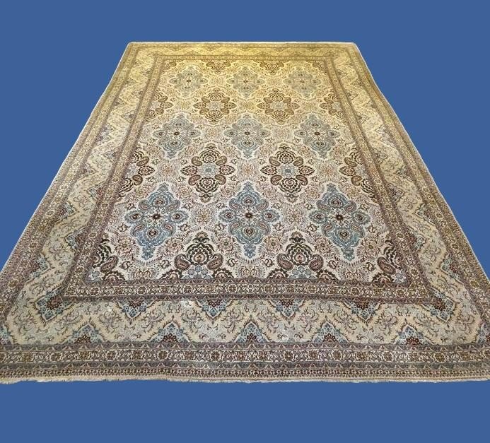 Signed Kashan Rug, 284 X 412 Cm, Hand-knotted Kork Wool Circa 1930-1950 In Iran, Very Good Condition-photo-7