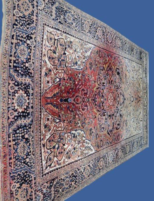 Tapis Meina ancien, 242 cm x 343 cm, famille des Hériz, laine nouée main en Iran vers 1930, -photo-3