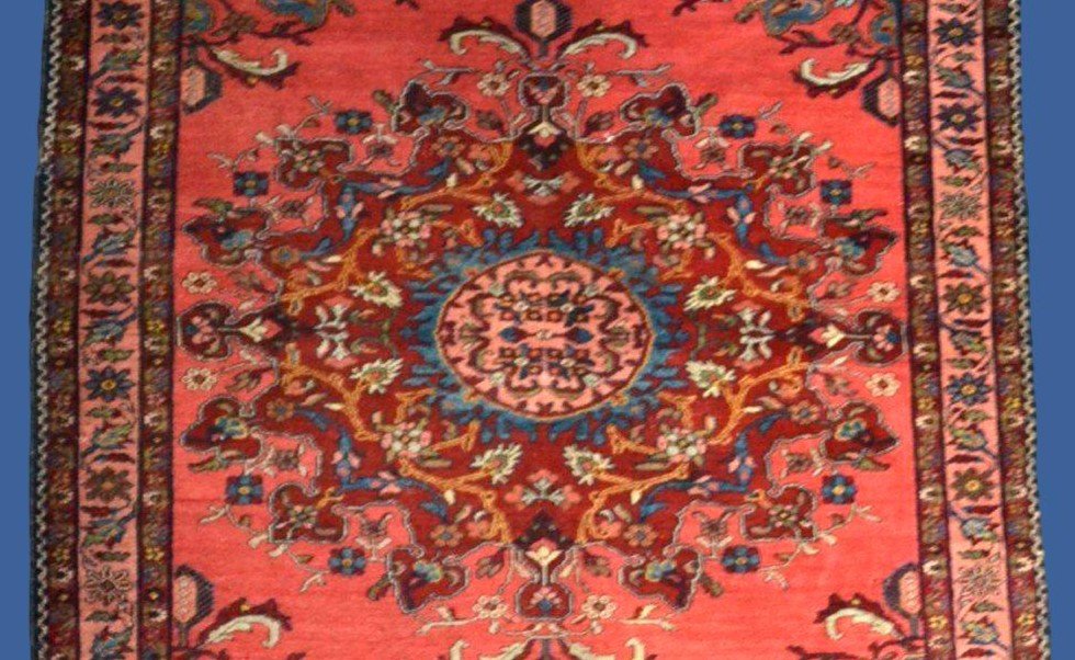 Antique Tafresh Rug, 142 X 196 Cm, Hand-knotted Wool In Iran At The Beginning Of The 20th Century-photo-3